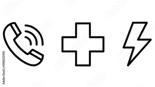 quick contact emergency icon, lightning bolt support symbol, fast help service concept, urgent call sign, modern communication element, clean design, isolated vector graphic for digital use.