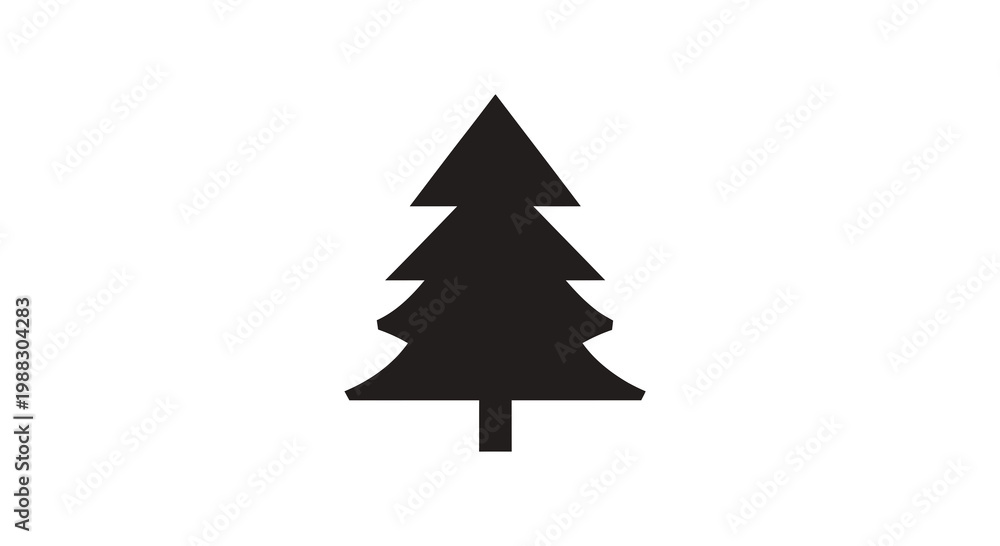 Obraz premium Minimalist Pine Tree Icon Vector Illustration, Simple Black Conifer Silhouette Graphic for Nature Design Projects and Forest Branding Elements