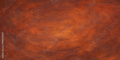 A dark grunge background featuring a weathered brown hardwood texture integrated with an old rusty metal plate on a rough timber plank surface