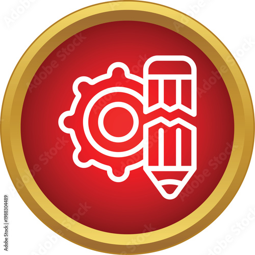 Gear and pencil icon representing creative development or writing settings