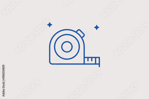 Tape measure tool line icon for architectural drafting and home renovation projects. Accurate Vector Illustration for construction planning and interior design services.