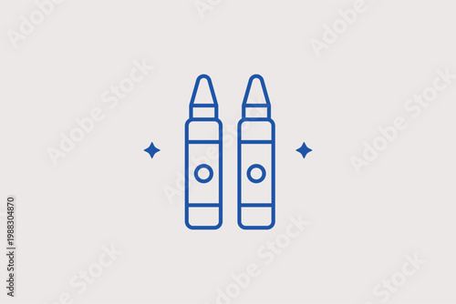 Pair of wax crayons line icon for kindergarten art classes and creative drawing activities. Colorful Vector Illustration for school supply catalogues and children's craft blogs.