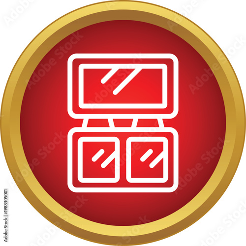 Makeup palette with mirror and two eye shadow pans on a red background