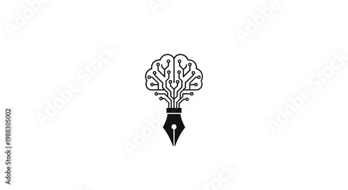 Brain fountain pen nib drawing.