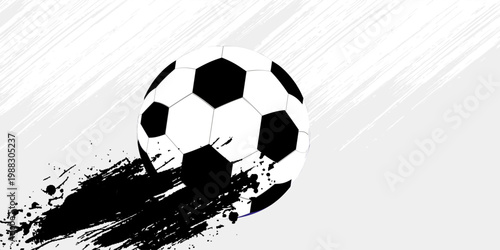 Abstract Soccer Ball Background with Black Ink Splatter and Grunge Brush Strokes. Dynamic Vector Design for Football Sports Branding, Tournament Posters, Athletic Apparel, n E-sports Graphic Identity.