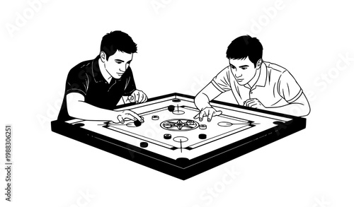 Carrom board silhouette vector tournament game