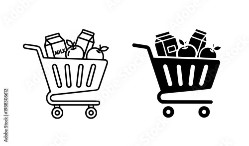 Carrito compra lleno vector ecommerce shopping icon