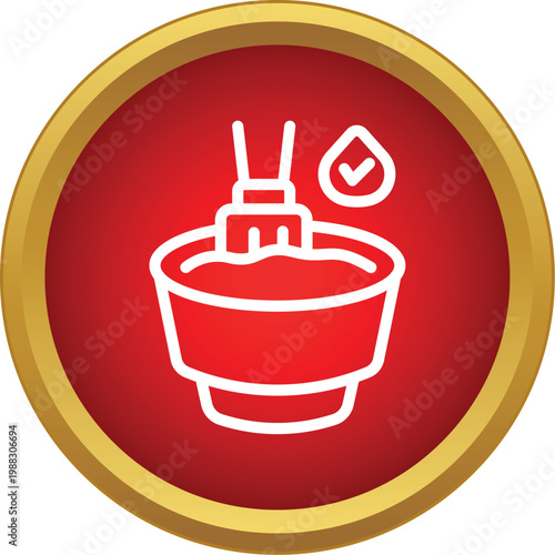 Bowl and brush creating hair dye mixture with a drop symbol