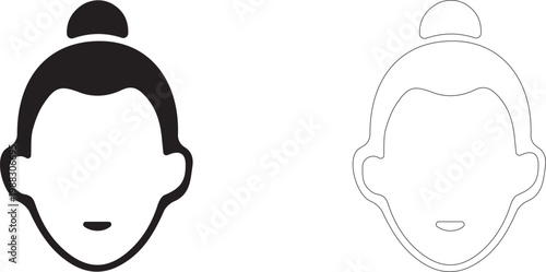 Bun hairstyle. Vector template of a female head. Vector template.