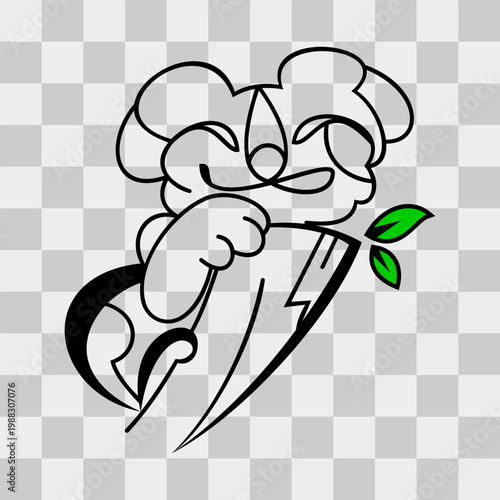 Koala icon. Abstract style. On transparent background.