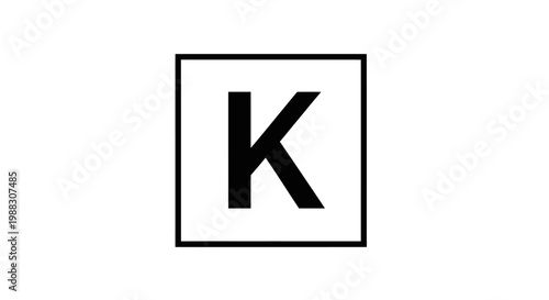 Free Download Minimalist Design: Bold Black 'K' Letter Enclosed Within a Square Frame on White Background - GFXLoad