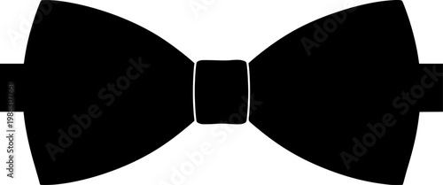 Black silhouette of a symmetrical decorative bow tie or ribbon icon isolated on white background
