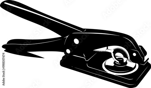 Black silhouette of a hole punch on a isolated on white background
