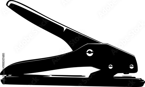 Black silhouette of a hole punch on a isolated on white background
