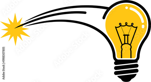 Illustrative concept of a bright idea igniting and illuminating the path forward, symbolizing innovation and discovery in a creative process