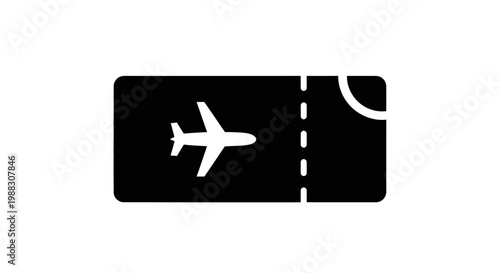 Minimalist graphic of a travel ticket with an airplane symbol for air travel concept