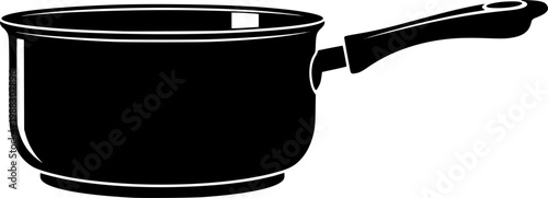 Black silhouette of a cooking pot with a handle on a isolated on white background
