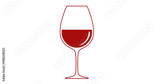 Minimalist Illustration of a Wine Glass Filled with Red Liquid for Design Use