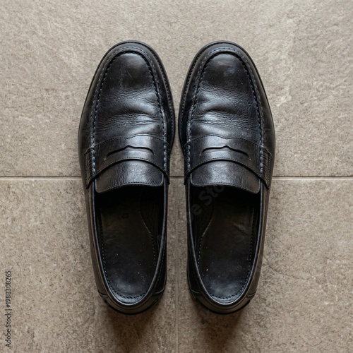 black leather shoes