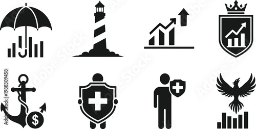 Set of financial and insurance business icons