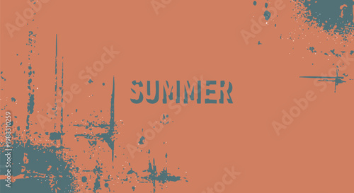 Summer, grunge, distressed, orange background, vector texture