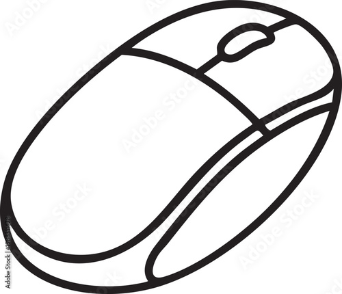 Simple vector graphic illustration of a computer mouse in a modern design style for use in various digital applications and projects