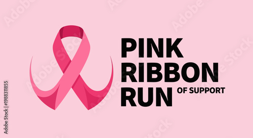 Pink Ribbon Run Of Support For Breast Cancer Awareness And Fundraising