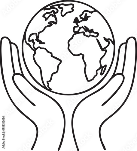 Vector graphic illustration of hands cradling the earth