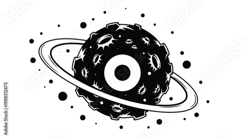 Vintage-style spaceship with rings flying through a starry cosmos Vector