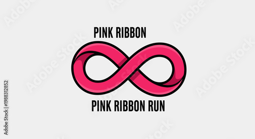 Pink Ribbon Symbol With Pink Ribbon Run Text Against a Gentle Gray Backdrop Design