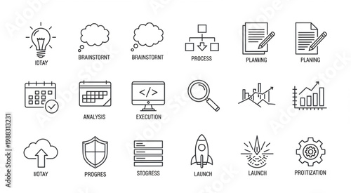 Business and technology icons representing various concepts and ideas.