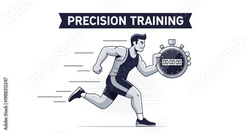 Precision Training: A Runner Holding Stopwatch to Measure Time and Achieve Goals Perfectly