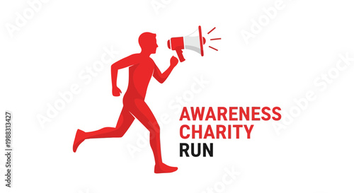 Promoting Charity Awareness Through Dynamic Running Silhouette With Megaphone Announcement