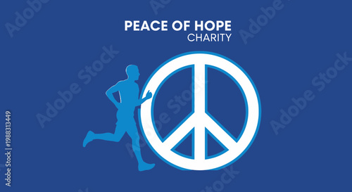 Promoting Charity With A Silhouette Running Beside The Peace Sign Symbol Overall Design