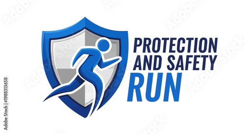 Protection And Safety Run Shield Protection And Running Icon Graphic Vector Illustration