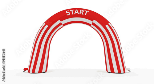 Red And White Start Archway Isolated on White Background For Events and Competitions