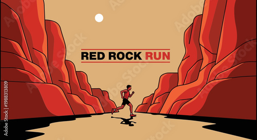 Red Rock Run: Desert Runner's Perseverance Amidst Dramatic Canyons and Sun