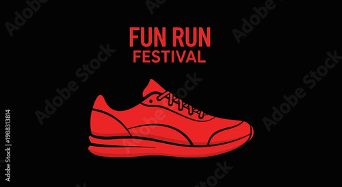 Red Shoe Design Celebrating Festive Fun Run Event For Enthusiastic Participants
