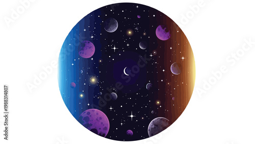 Cosmic journey through vibrant planets and celestial bodies in space Vector