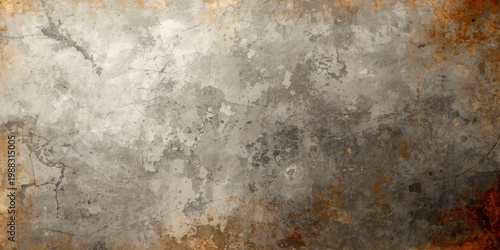 An aged vintage paper texture with a grungy brown pattern and antique rust stains creates a rough material backdrop for artistic design