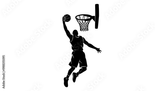 Silueta dunk baloncesto icono vector deporte