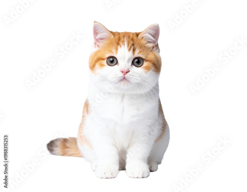 Chibi cat in soft orange and white fur sitting cute portrait