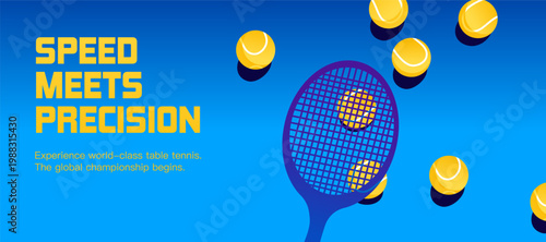 Pickleball Sport Banner Template Vector with Paddle and Balls on Blue Background for Tournament Championship and Club Promotion Web Commercial Banner