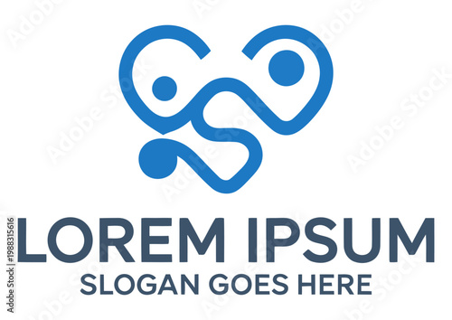 Vector logo design featuring a heart shape with a slogan