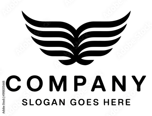 Vector logo design featuring a stylized wing and company name