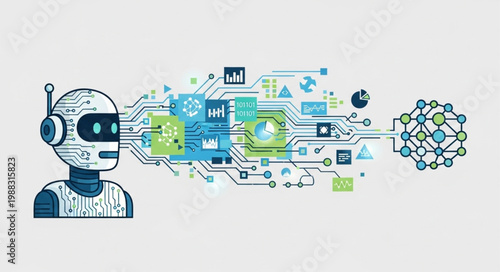 Robot head with digital circuits and neural network.