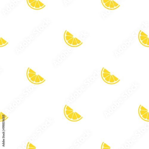 Seamless pattern of fresh lemon slices on a transparent background