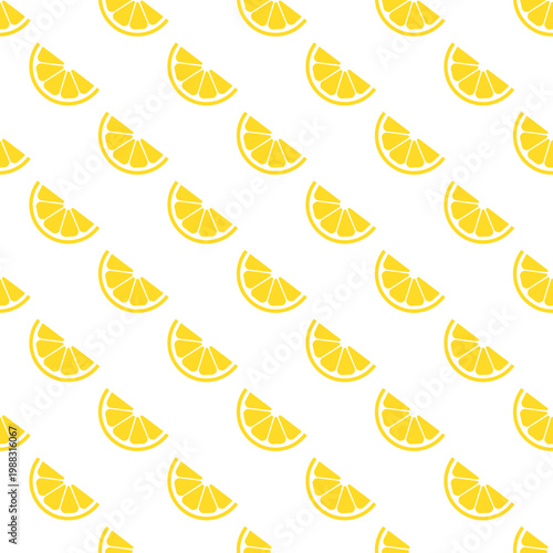 Pattern of yellow lemon slices isolated on transparent background