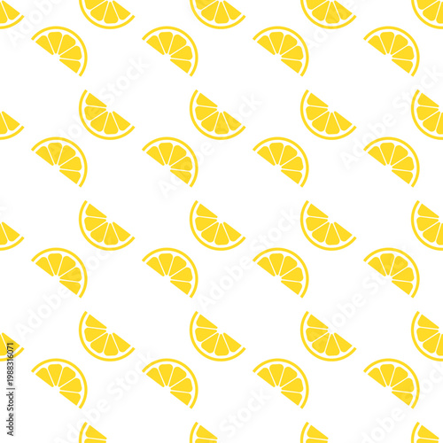 Seamless pattern of yellow lemon slices on a transparent background