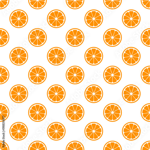 Seamless pattern of orange slices isolated on transparent background